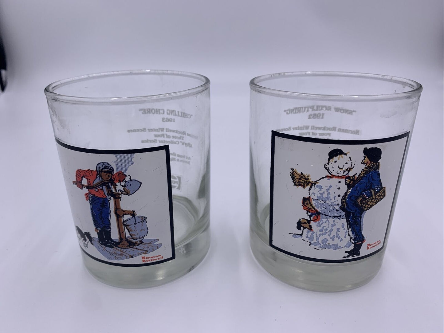 Arby's Collector Series:Norman Rockwell Winter Scenes Pepsi Glass Cups.1952,1963