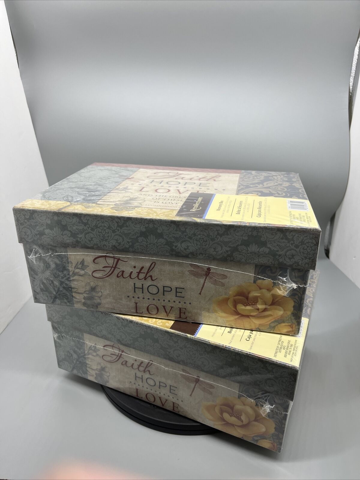 Faith Hope Love cardboard box set of two SEALED Recollections shoe box decor