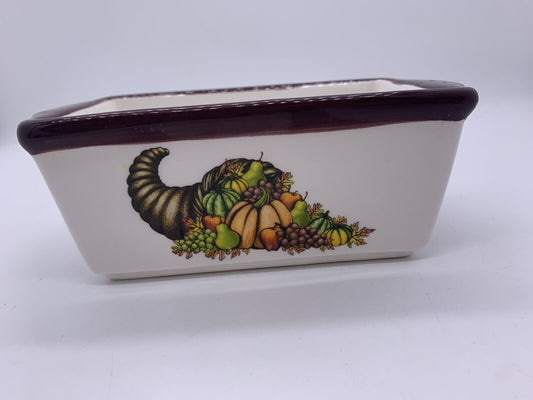 Ceramic Cornucopia Enameled Fruit Baking Dish, Bread, and Dessert container