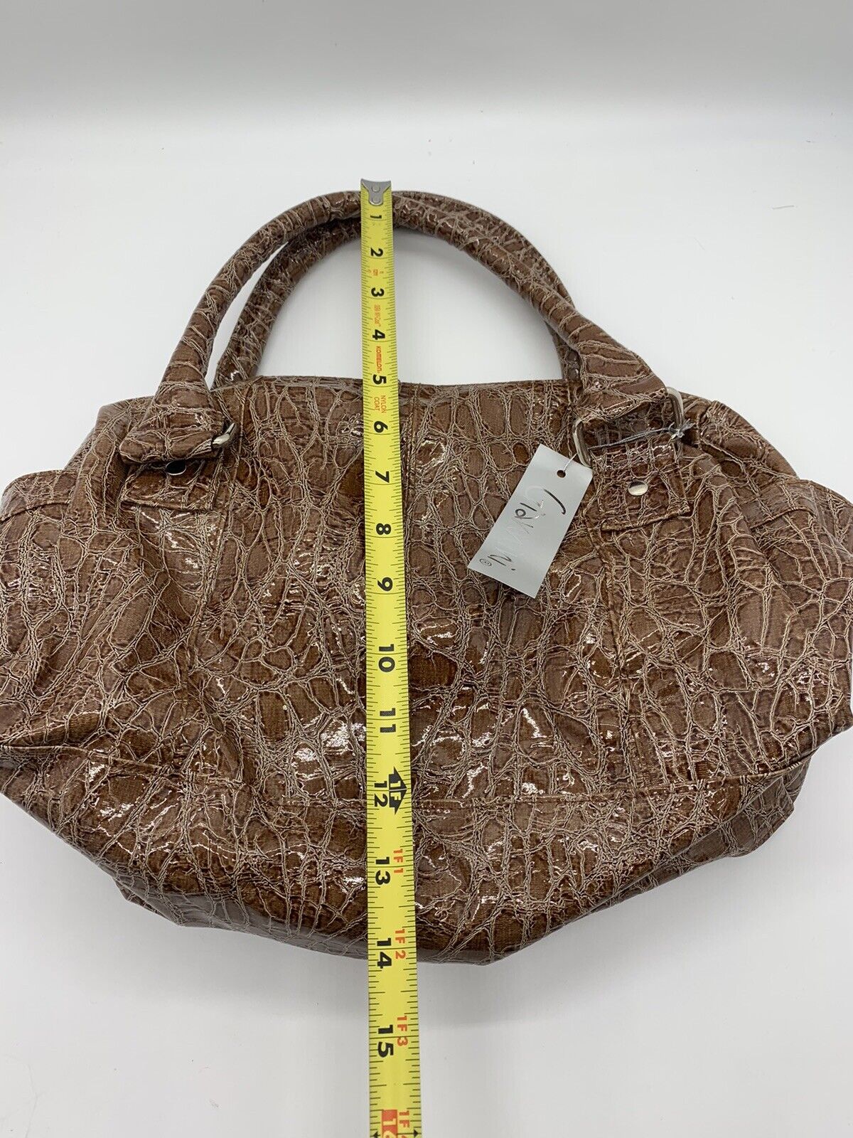 Giannini Brown Faux Alligator Leather Purse Women's Handbag Accessories with Tag