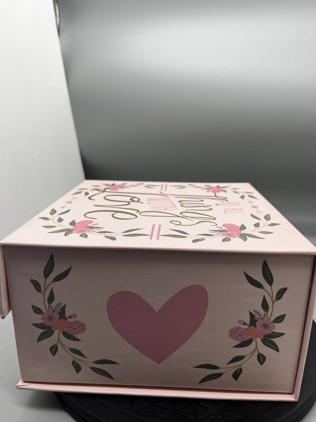 Do All Things With Love Heart Decorative Box pink floral 8x8x5