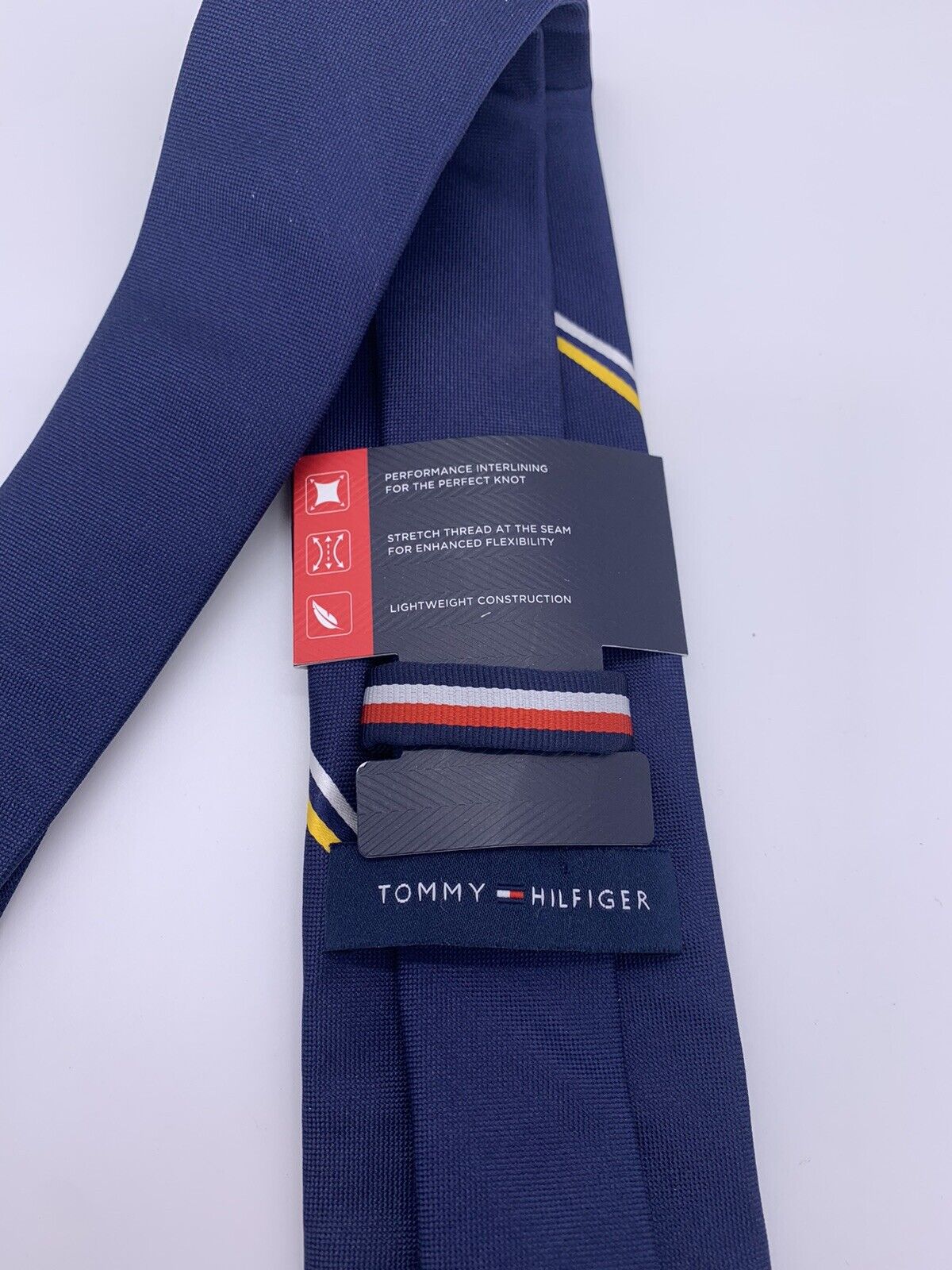 Tommy Hilfiger TH Flex Tie, Blue With Gold And Silver Stripe