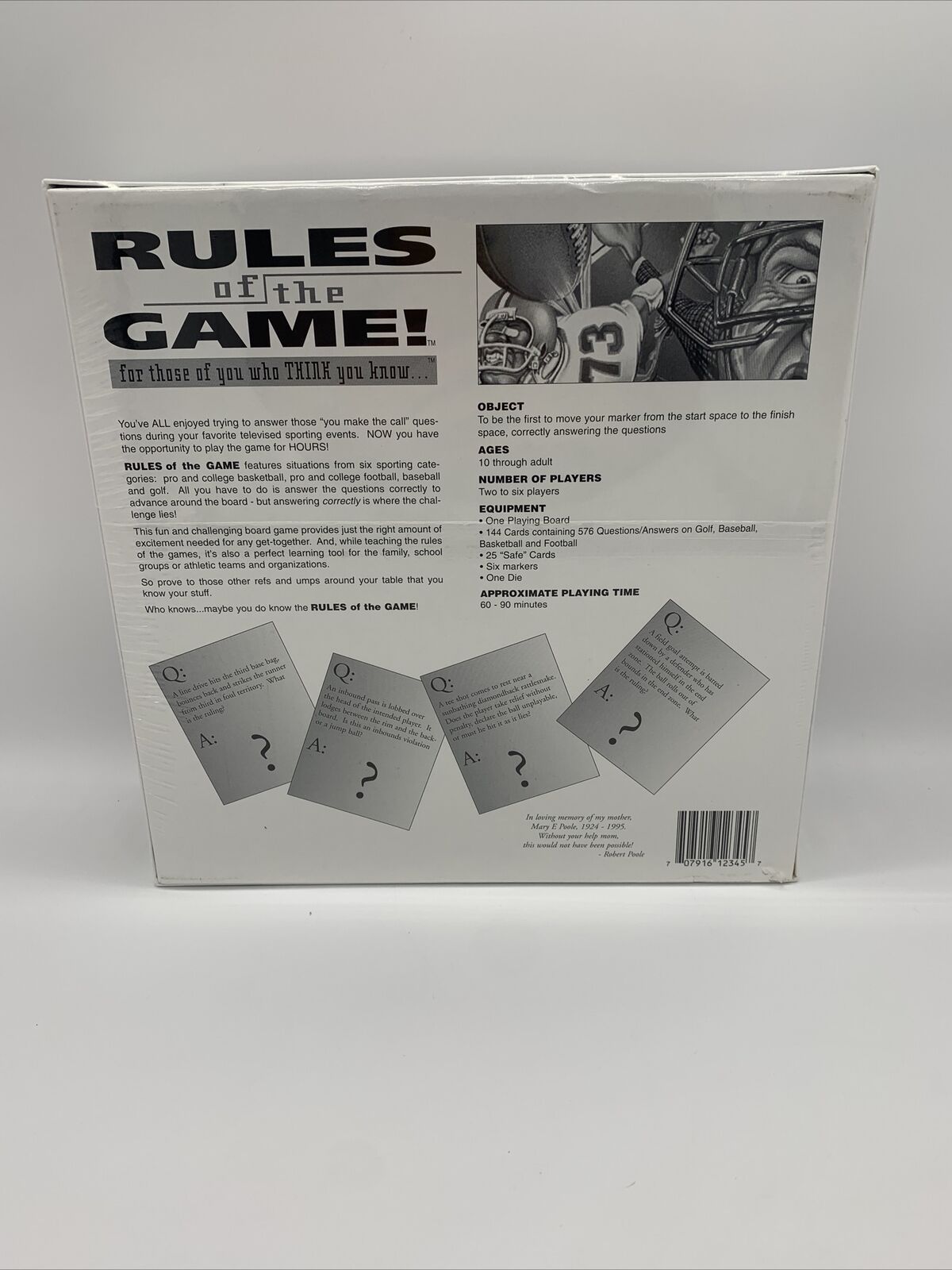 RULES OF THE GAME GAMES TECH., 1995 FACTORY SEALED!! Board game- Family game