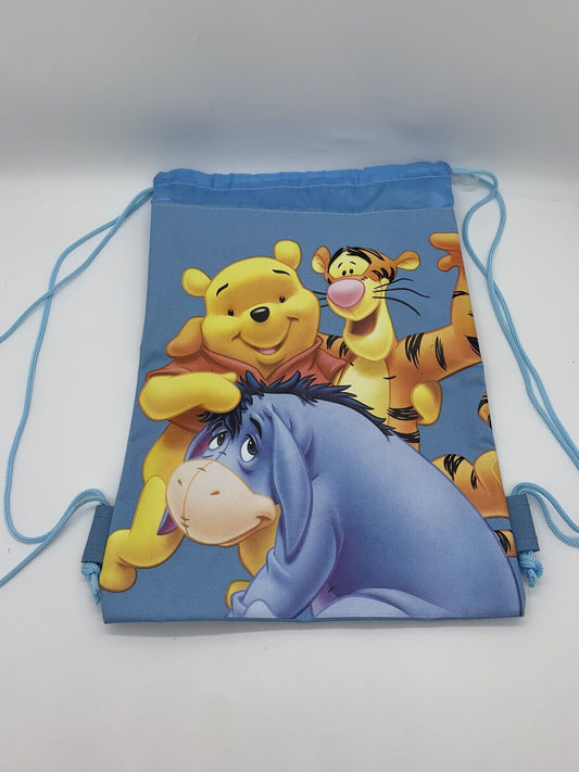 Winnie the Pooh with Tigger & Eeyore Light Blue Cinch Sack Backpack Bag