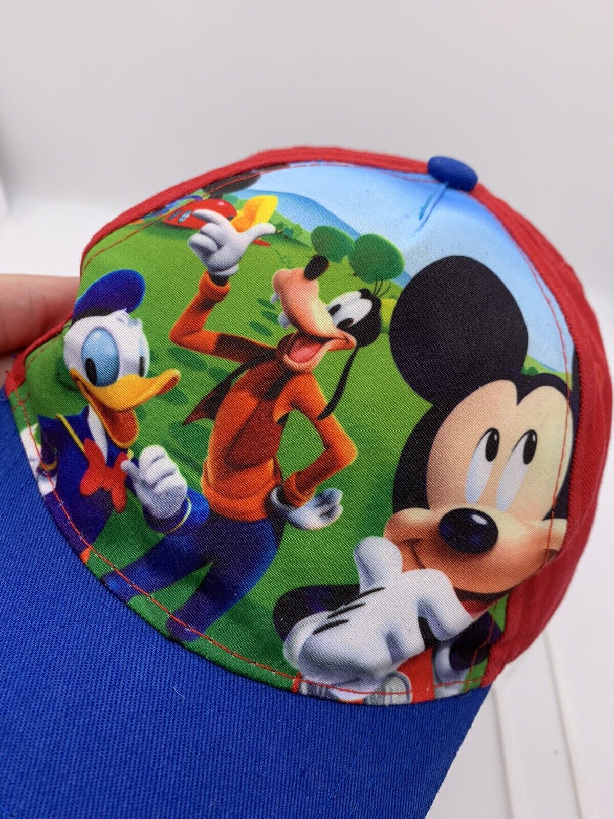 Disney Junior Mickey Mouse Club House Goofy Donald Duck Pluto Kids Red Blue Hat