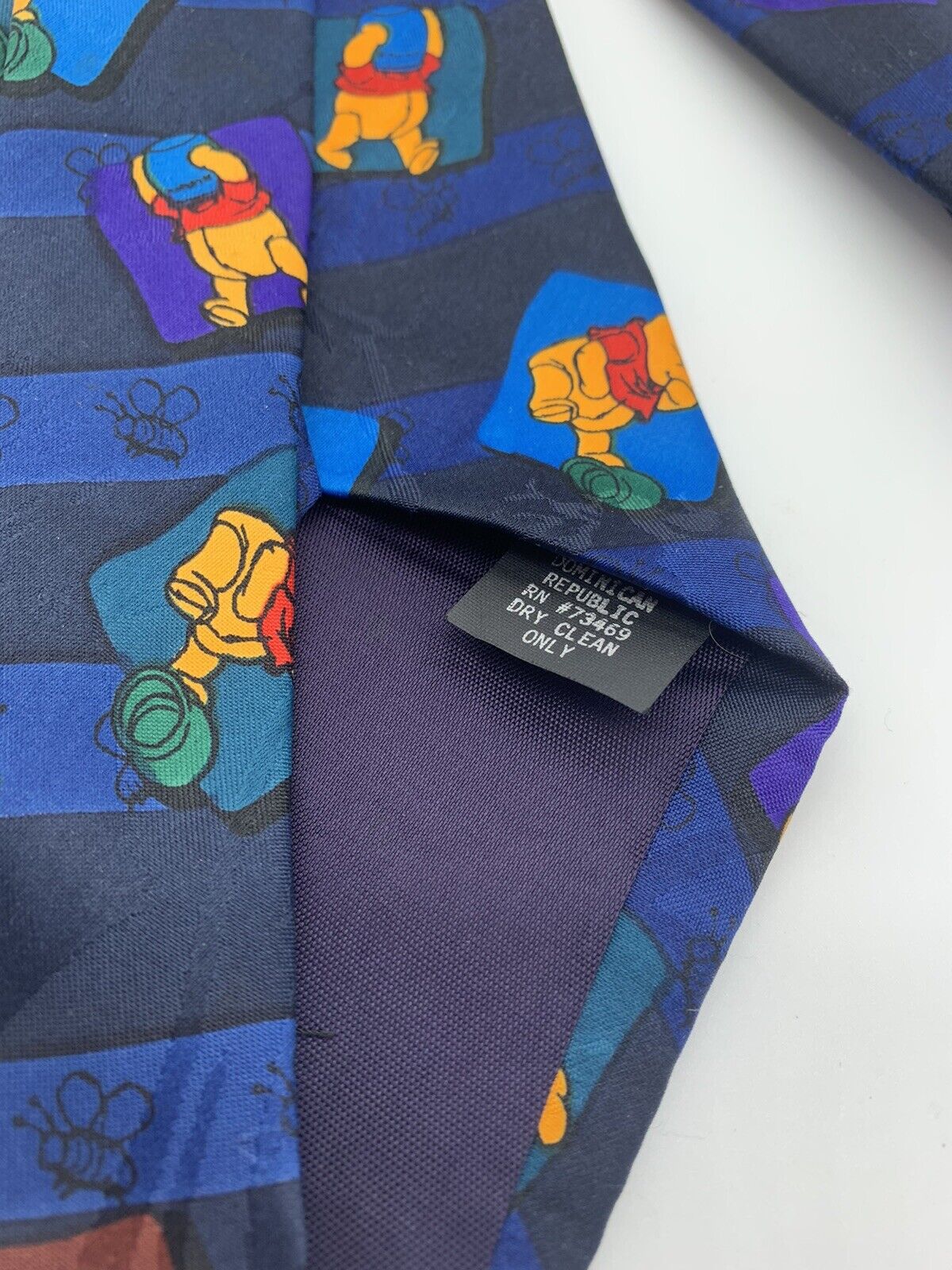 WINNIE THE POOH IN SQUARES on NAVY POLYESTER TIE NECKTIE CARTOON EXECUTIVE SUIT