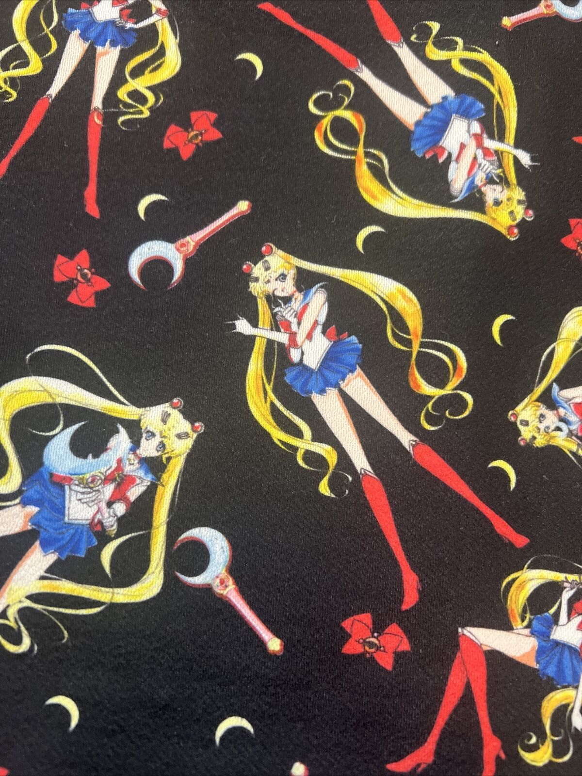 Sailor Moon Womens' Bow and Moon Stick Print Anime Keyhole Cosplay Dress