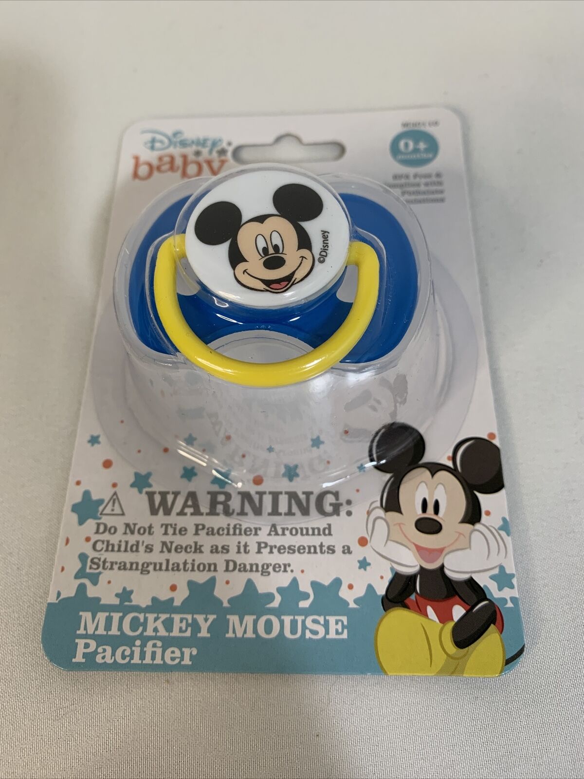 TWO Disney Baby: Mickey Mouse. Pacifiers binky Blue Red Yellow 0+ Month BPA Free