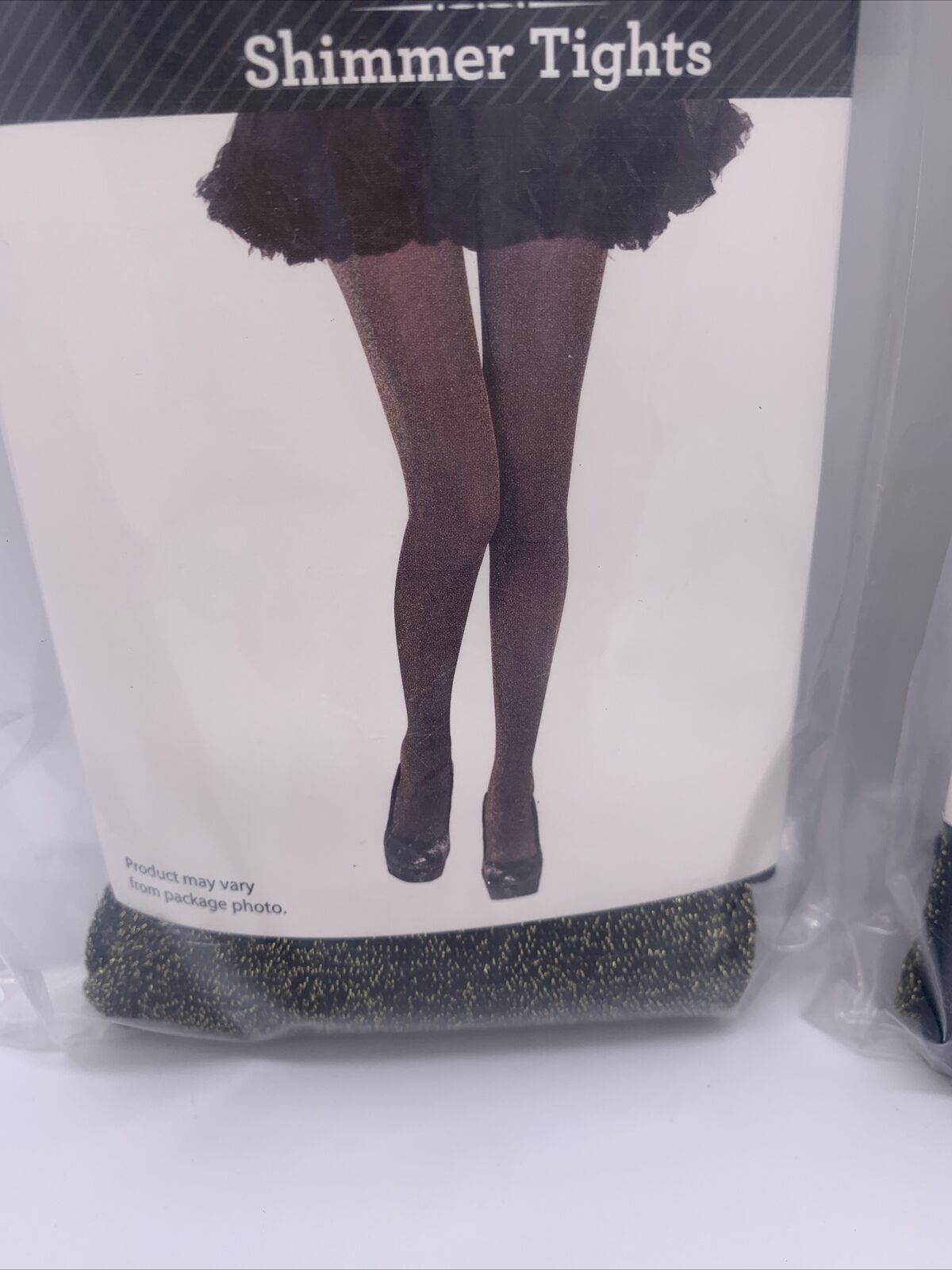 2 New! Celebrate Woman one size Costume Fashion Black Shimmer Tights Gold