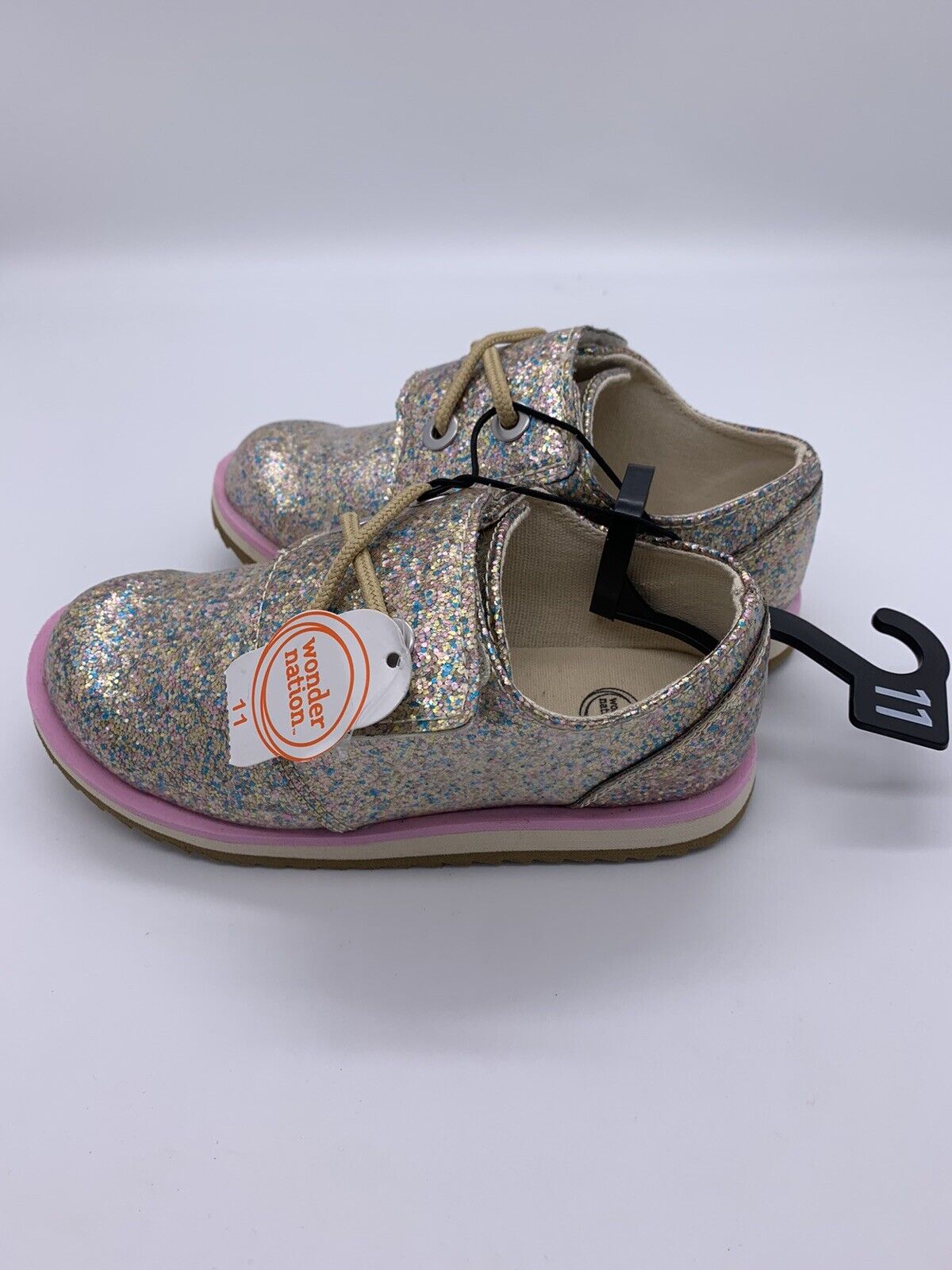 Wonder Nation New Pink and White Glitter Sparkle Casual Sneakers for Girl-Size11