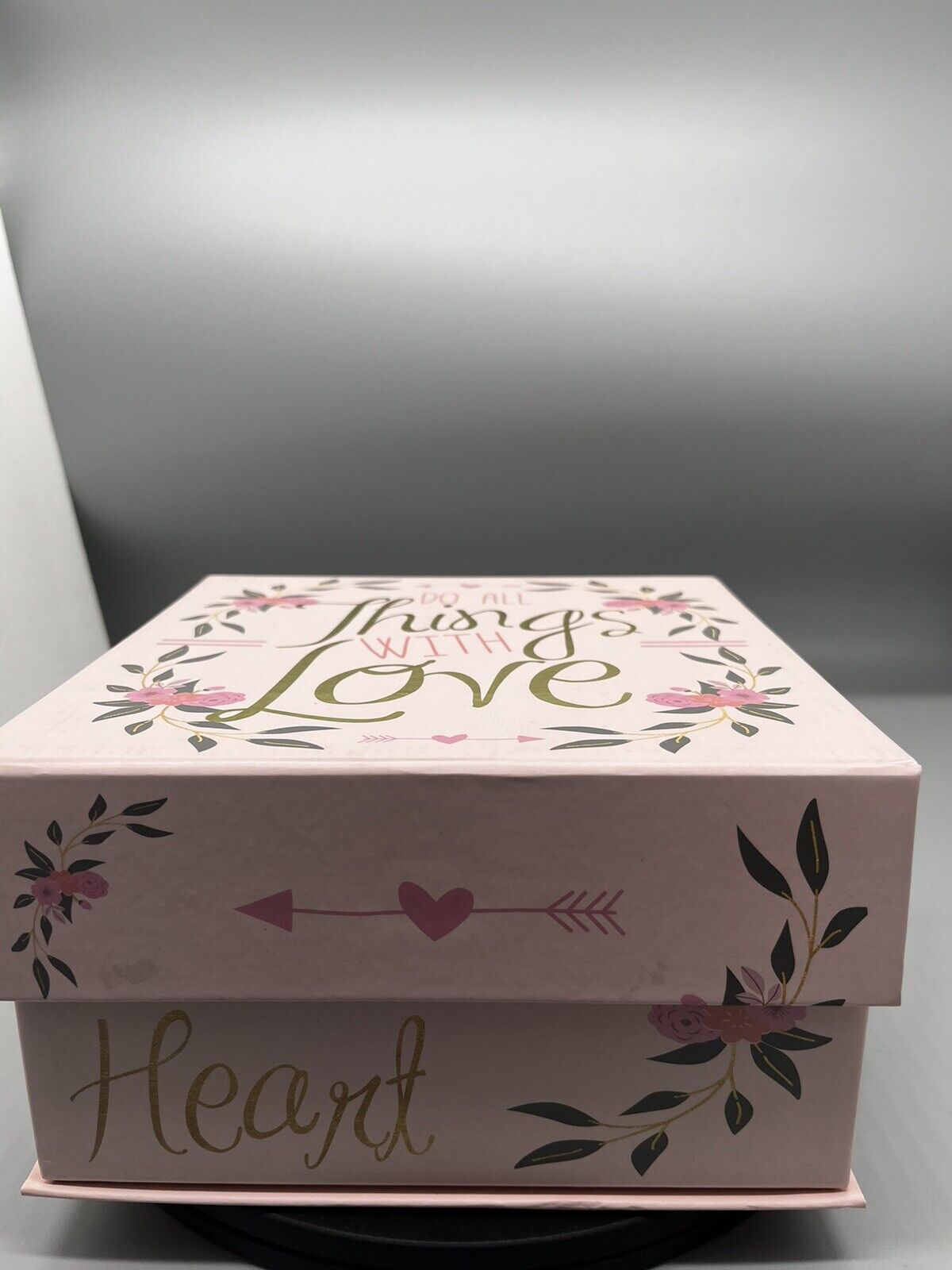 Do All Things With Love Heart Decorative Box pink floral 8x8x5