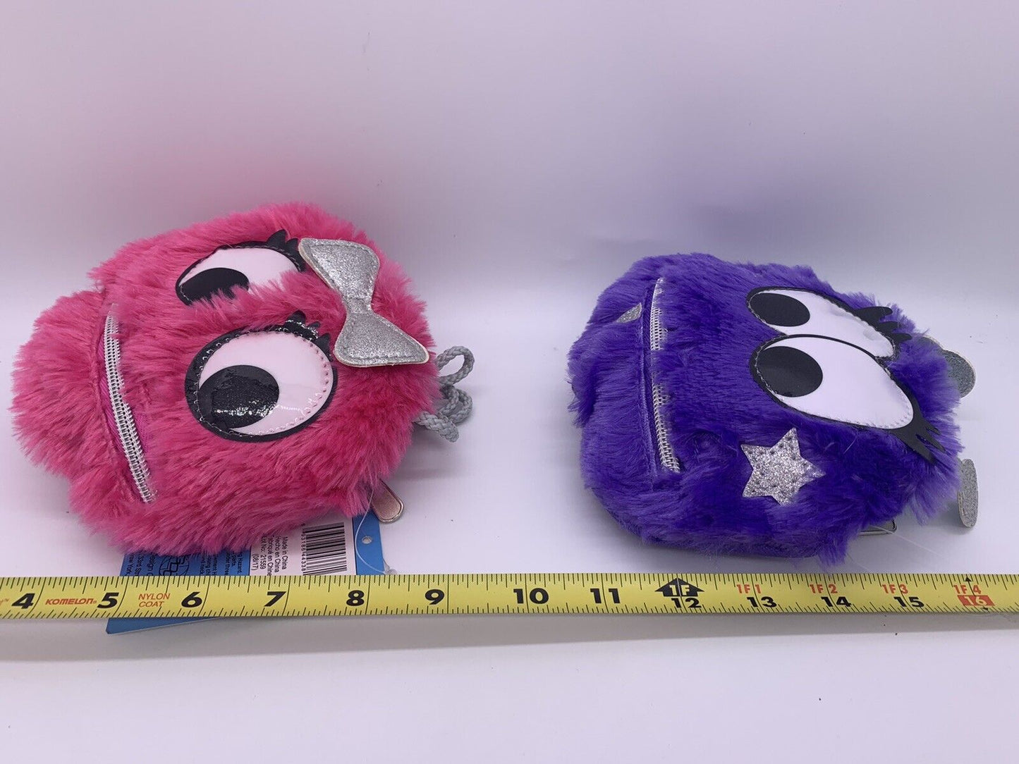 Underrated Fuzzy Monsters Coin Purse Set of 2 Pink & Purple Wallet New With Tags