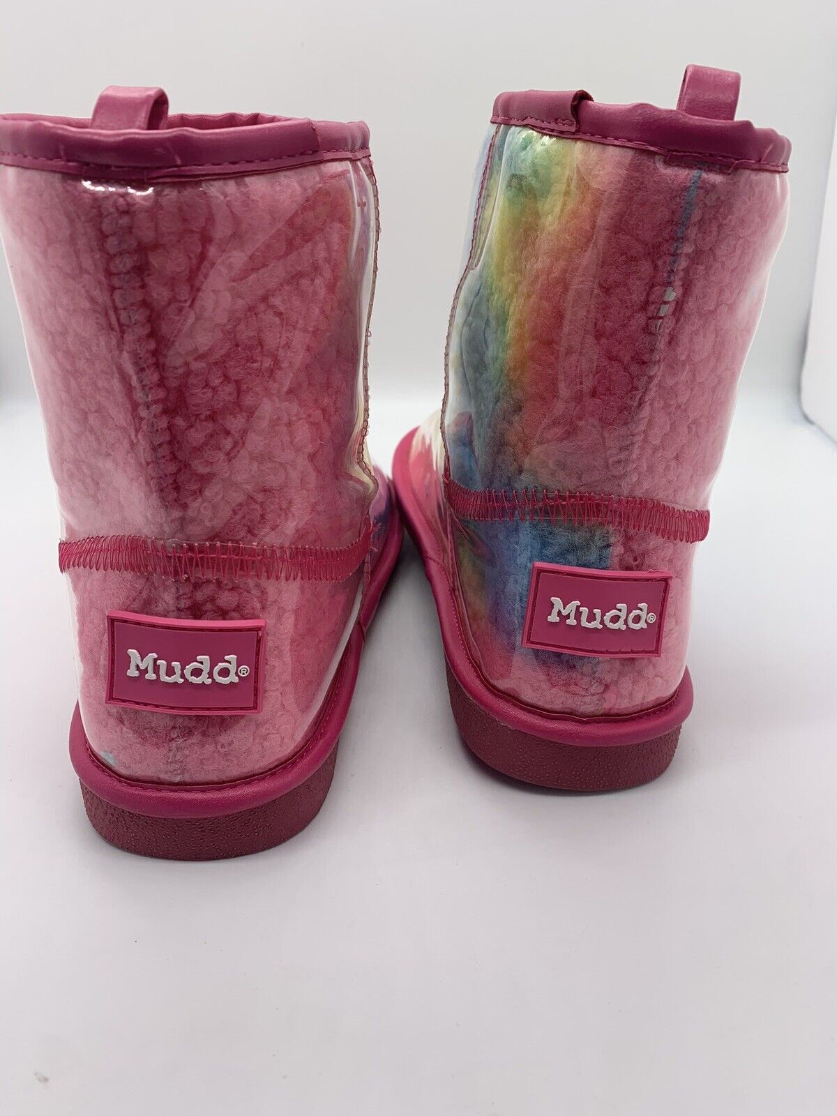 MUDD Cherry 43L Boots Big Girls Size 8 Fuzzy Cozy Comfy Rainbow Slippers- NEW