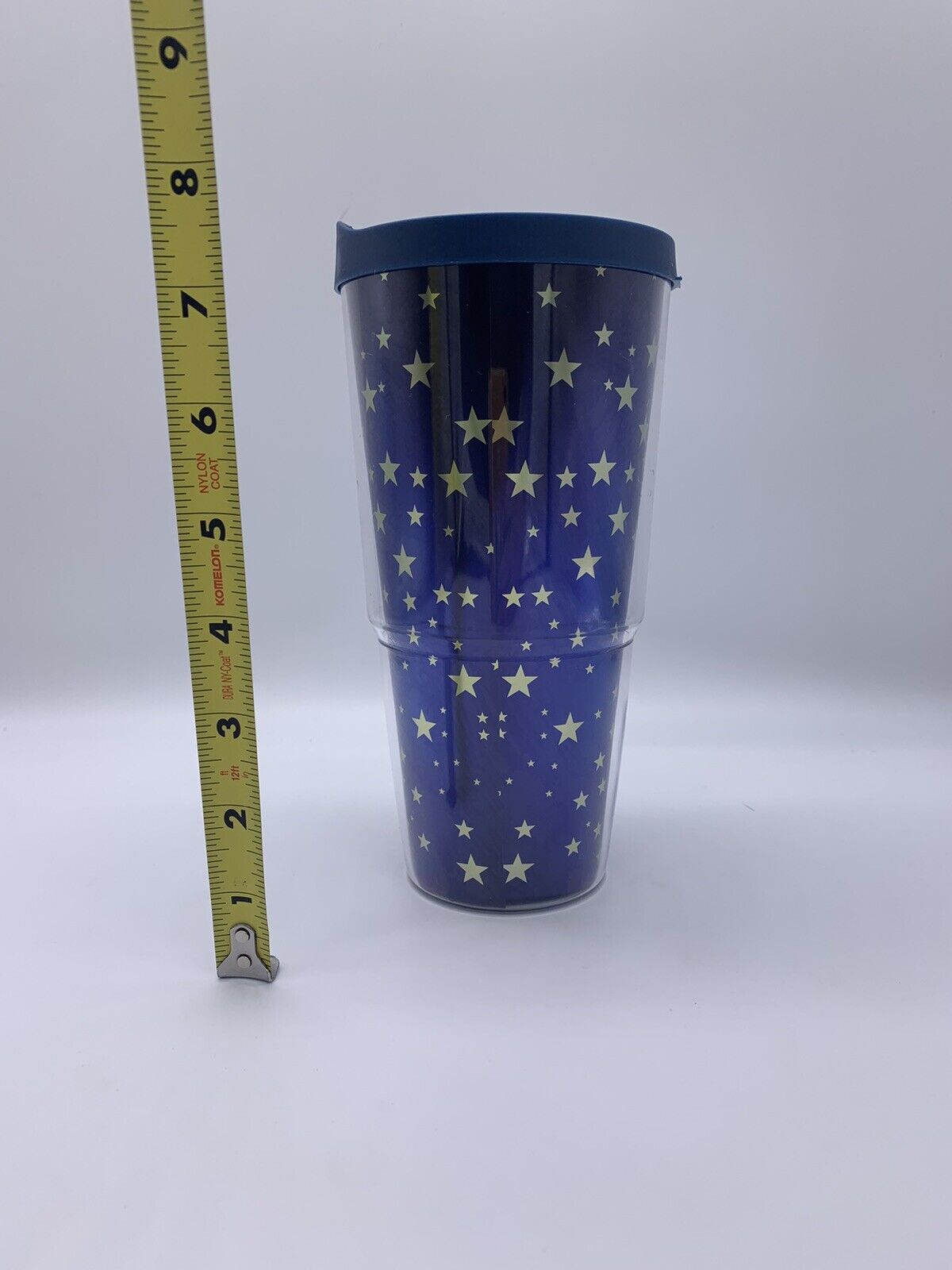 Large Blue Yellow Star Galaxy Travel Tumbler Classic Drinkware with Lid