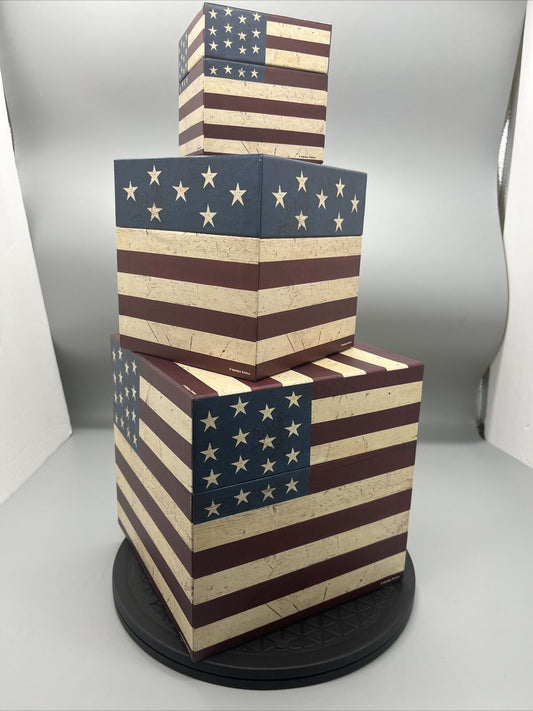 Warren Kimble American Flag Decorative Storage/Gift Box Set 3 Nesting boxes