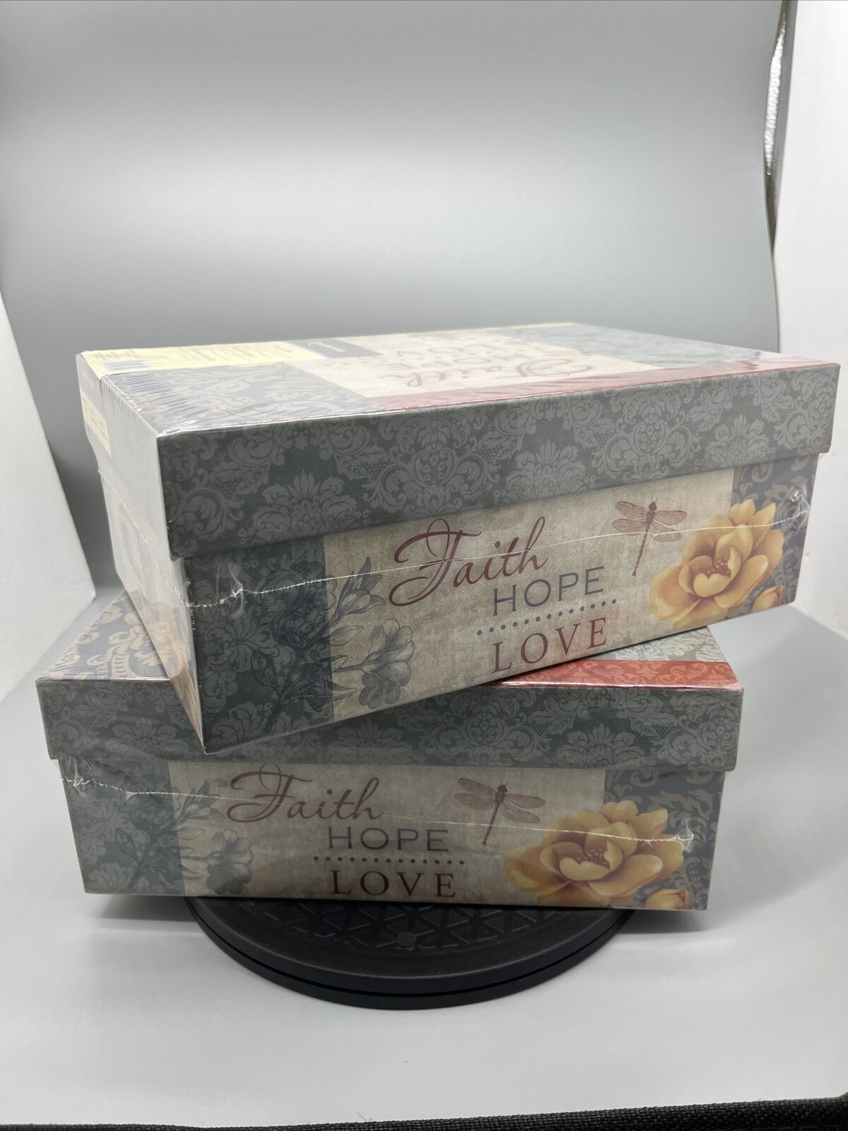 Faith Hope Love cardboard box set of two SEALED Recollections shoe box decor