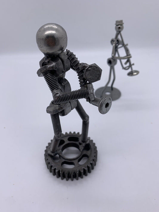 METAL HARDWARE FIGURAL BAND 2 MUSCIANS Saxophone Trumpet Nuts and Bolts Silver