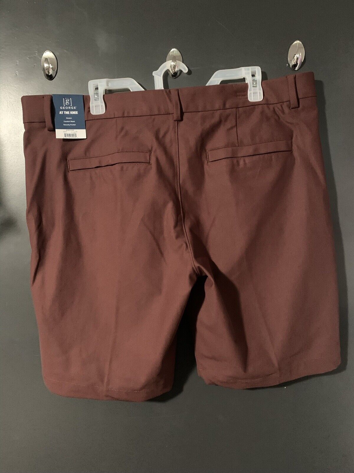 NEW!! GEORGE MEN'S TECH CARGO SHORT AT THE KNEE STRETCH -BROWN- size 40