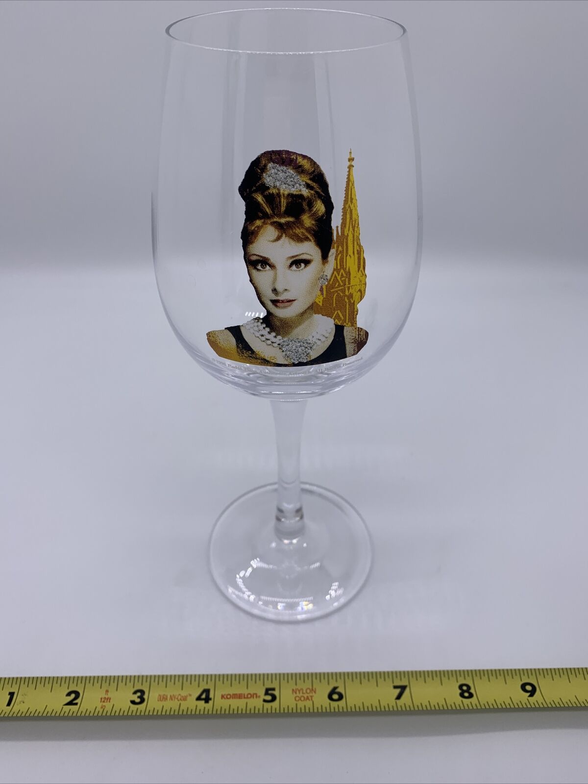 1995 Audrey Hepburn Large Authentic Wine Drinking Glass Breakfast at Tiffany's