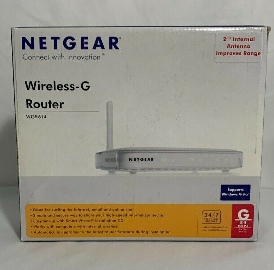 Netgear Wireless-G Wi-Fi Router WGR614 4 LAN Ports w/ Original Cord