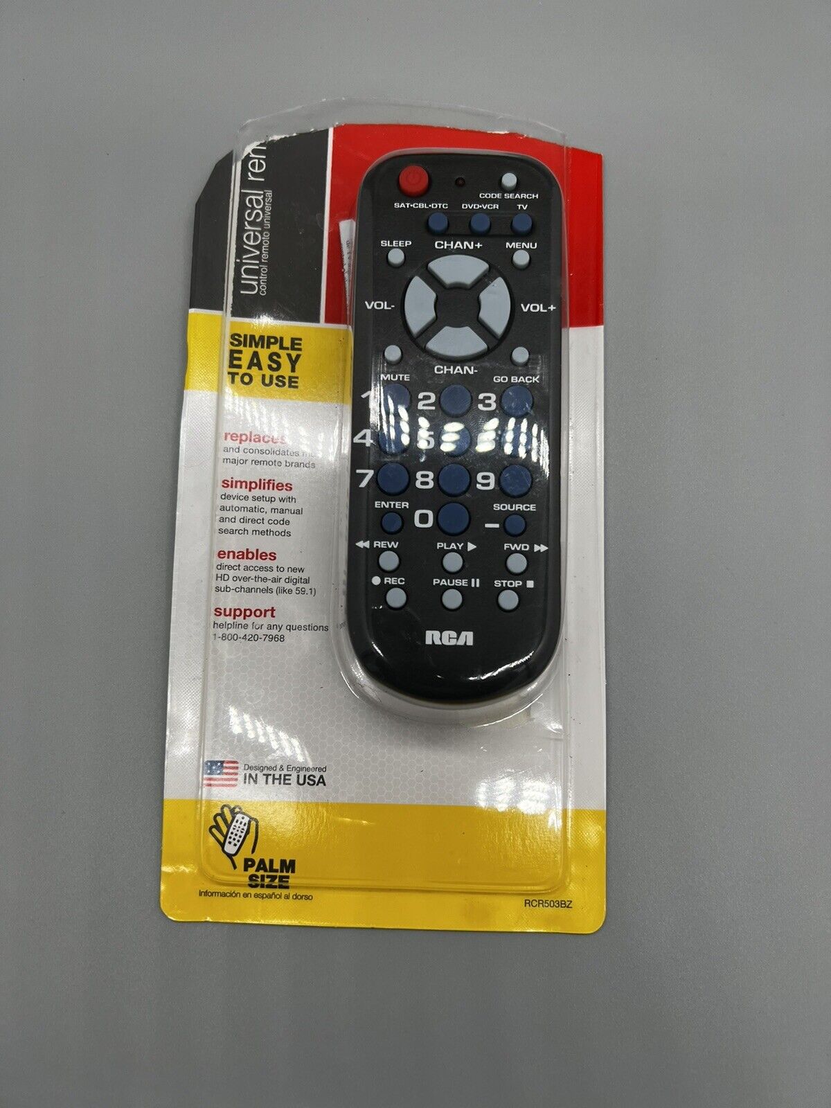 Rca Universal Remote Control, Palm Style, 3-Device BRAND NEW Open Package!